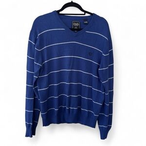 Chaps Men's light sweater royal blue cashmere cotton blend V neck size L